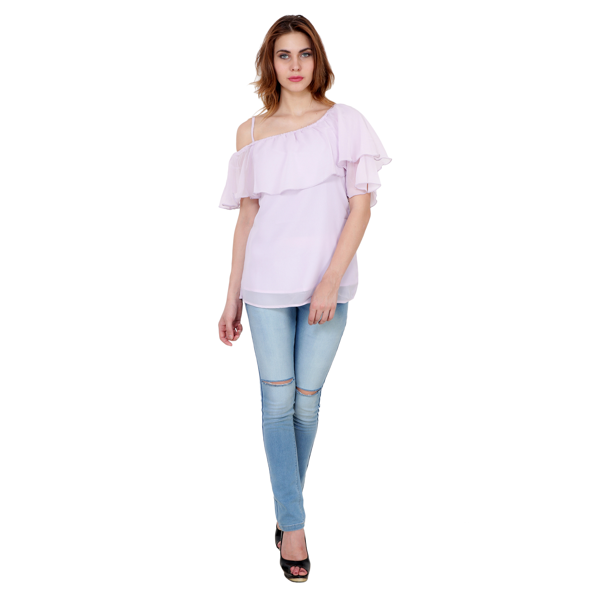 LOST IN PASTEL PURPLE CAPE SLEEVES REGULAR TOP